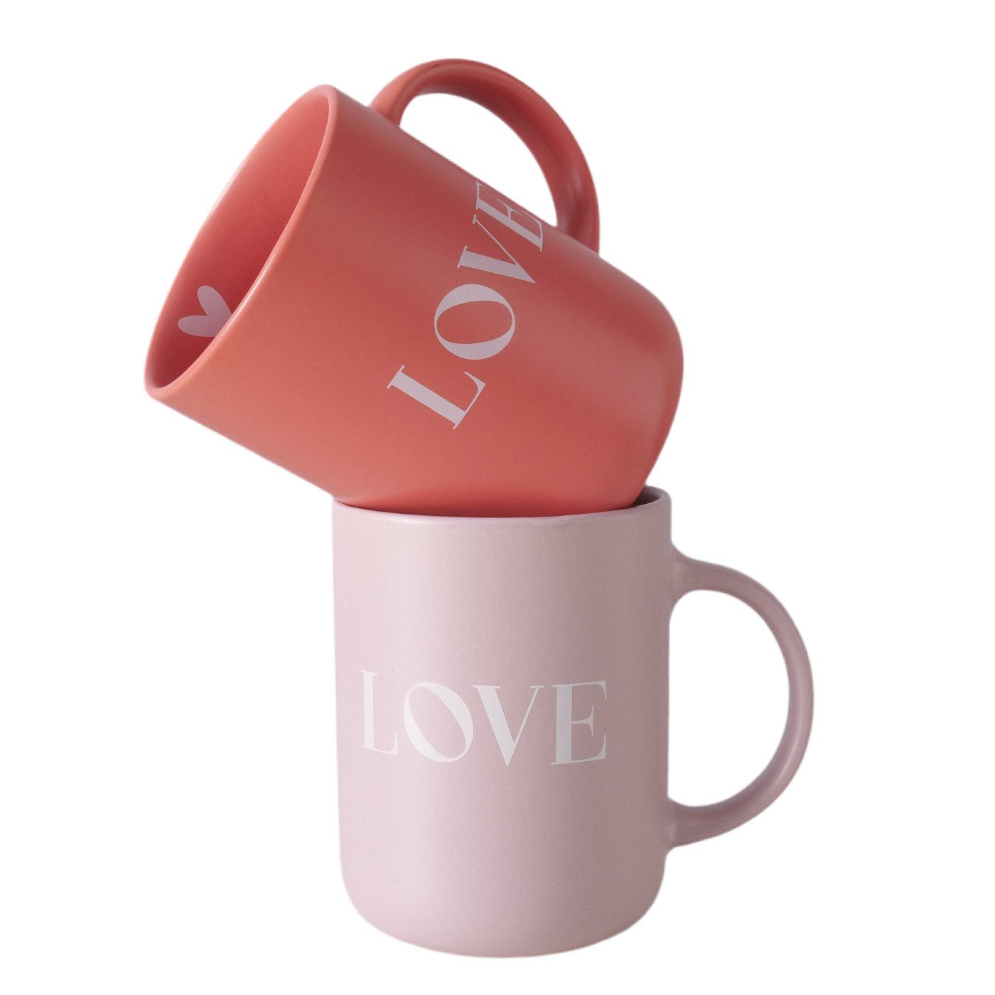 BOLTZE GRUPPE GmbH Кружки Большая кружка Love 2er Set Keramik 420 ml romantisch rosa und rot