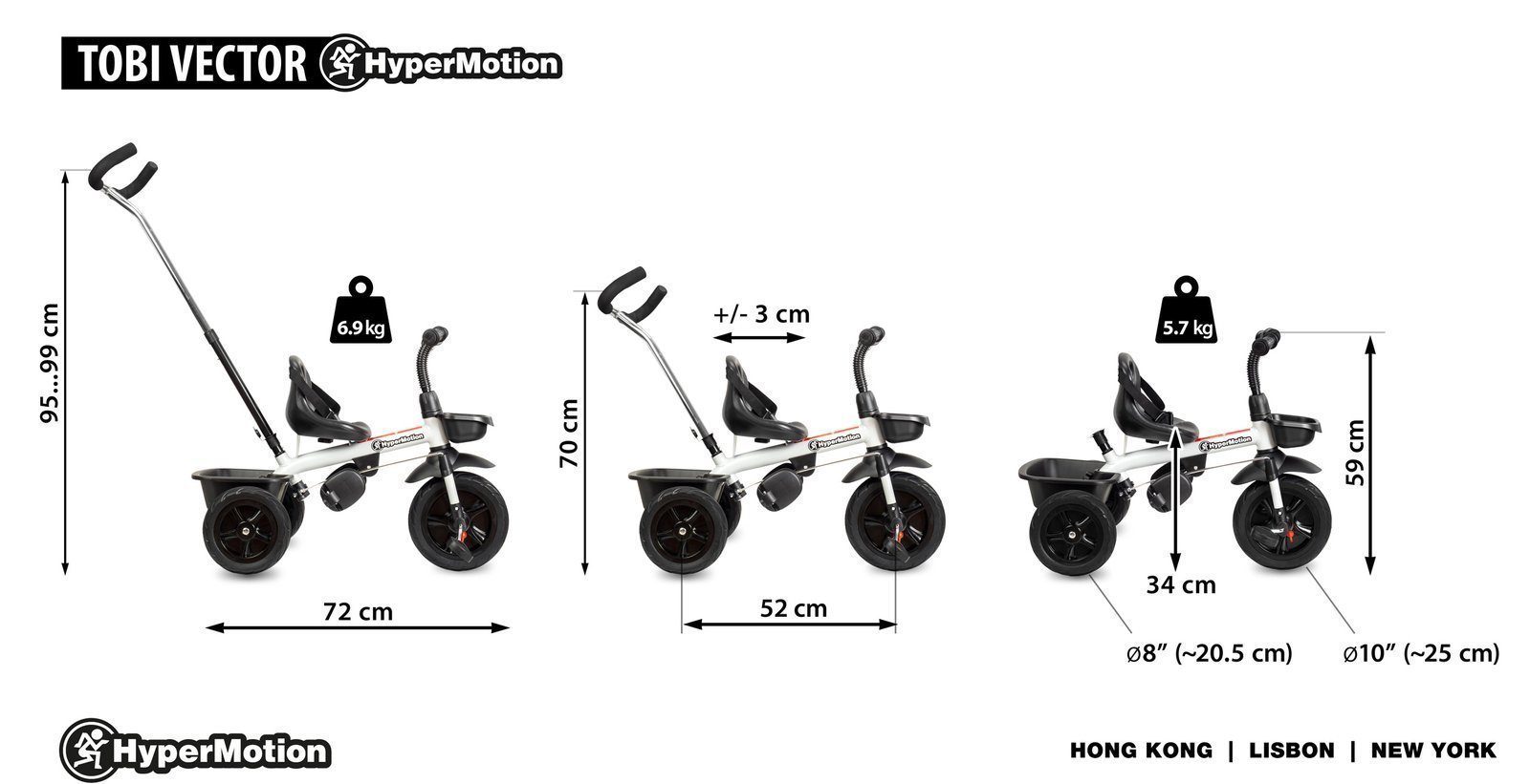 HyperMotion Dreirad TOBI VECTOR, Vollgummireifen, Schieber, günstig online kaufen