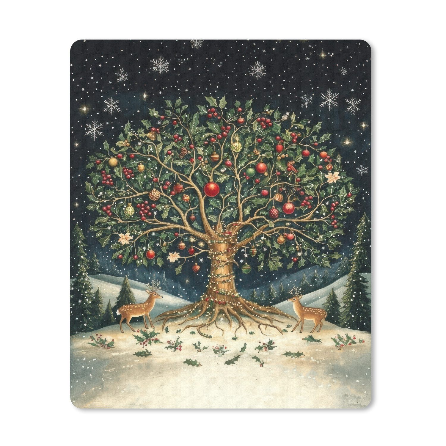 MuchoWow Mauspad Partybaum - Winterhimmel - Farbenfroh (1-St), Gaming, Mousepad Klein, Büro Zubehör, Mausunterlage, 19x23 cm