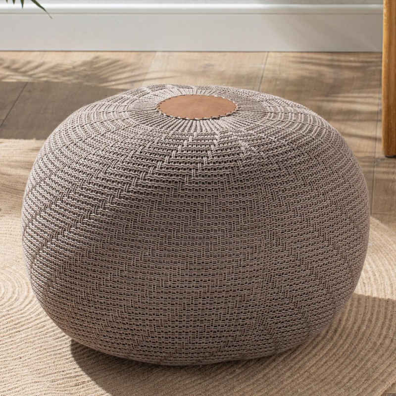 English Home Pouf Strick Pouf Hocker, Rund Sitzpouf, Sitzhocker, Sitzpuff, Fußhocker