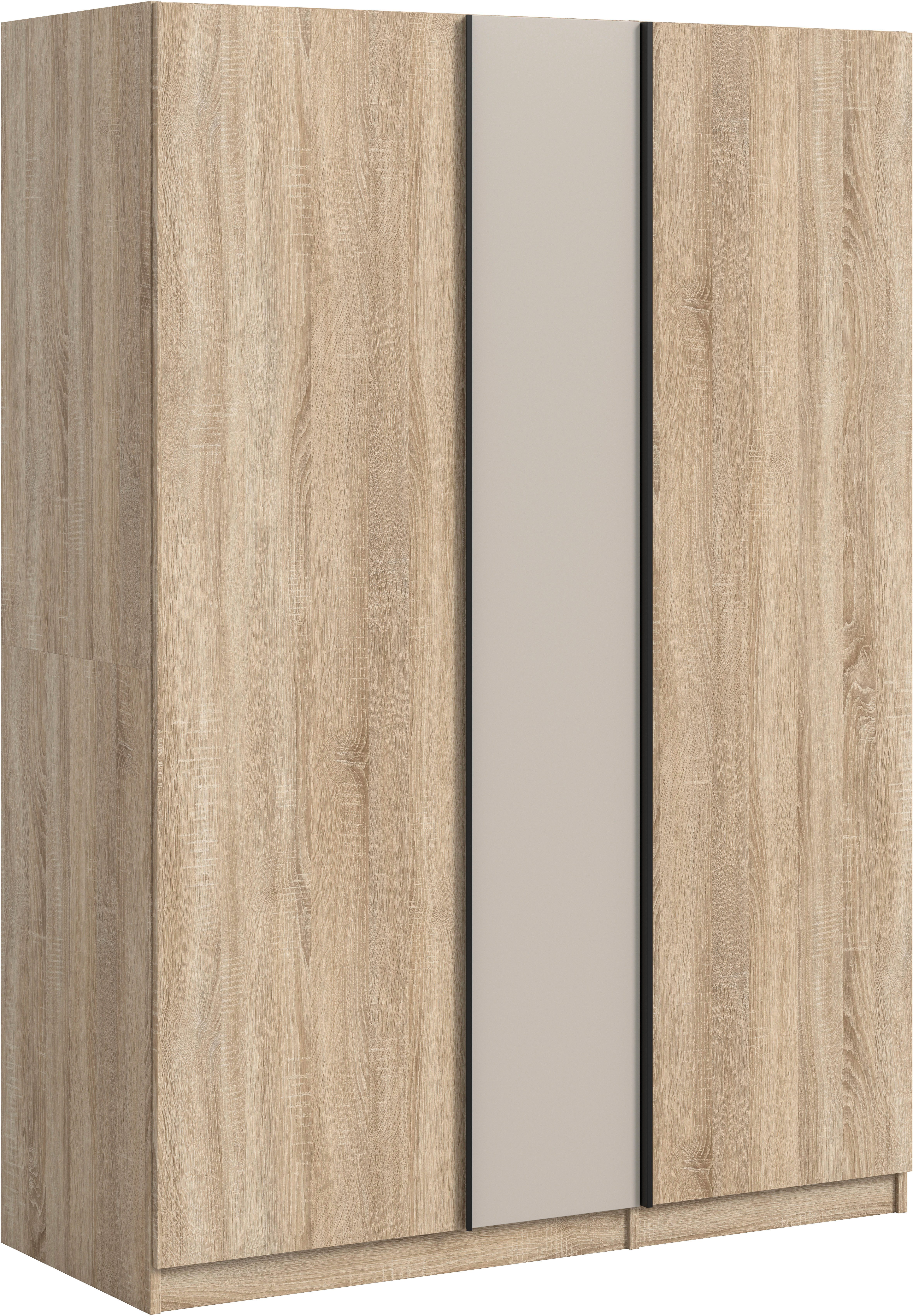 Home affaire Kleiderschrank BENDINGO, TOPSELLER!, Schlafzimmerschrank, Schrank, Garderobenschrank (OTTO BESTSELLER, Garderobe & Schlafzimmer) Breite 130cm, Eiche NB, 3-türig, 2 Kleiderstangen und 6 Böden
