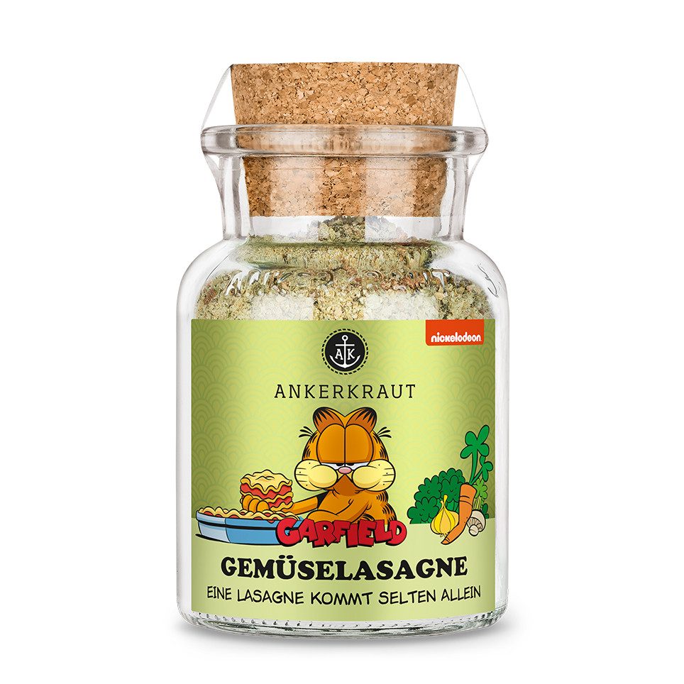 Ankerkraut Gewürz Gemüselasagne (Garfield), 95g im Korkenglas, Ankerkraut Gewürzzubereitung für Gemüselasagne