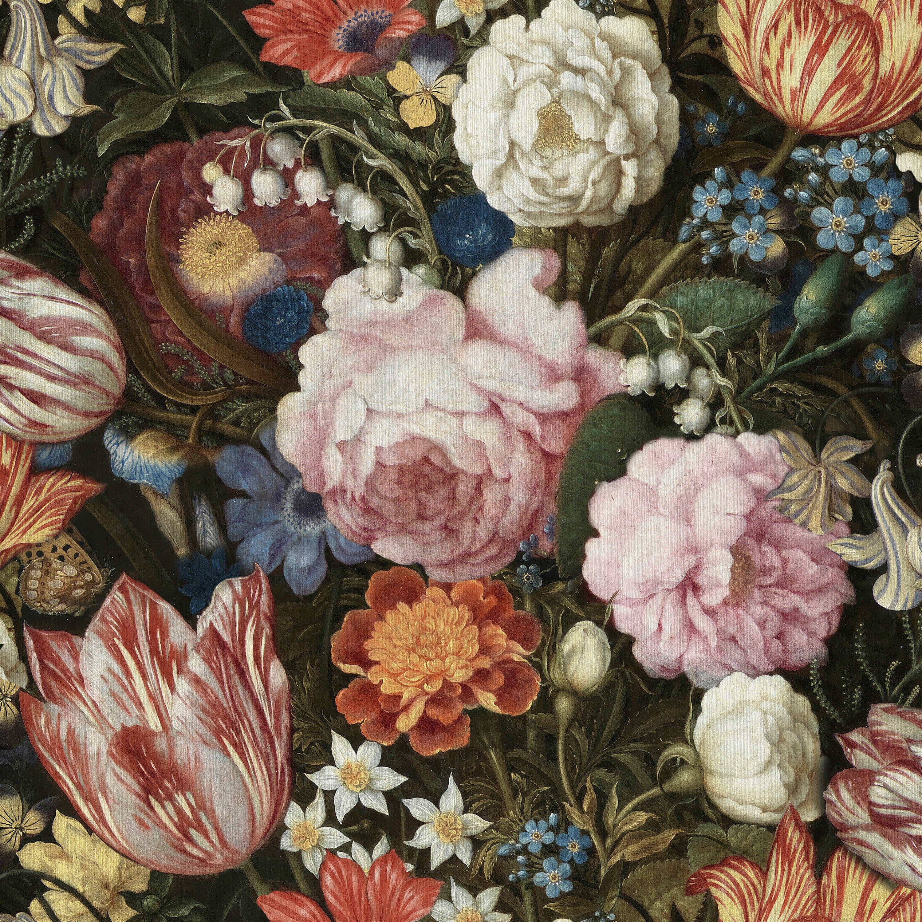 WOW Vliestapete Alte Meisters Blumen, geprägt, botanisch, Alte Meister Blumen Mehrfarbig 10mx52cm