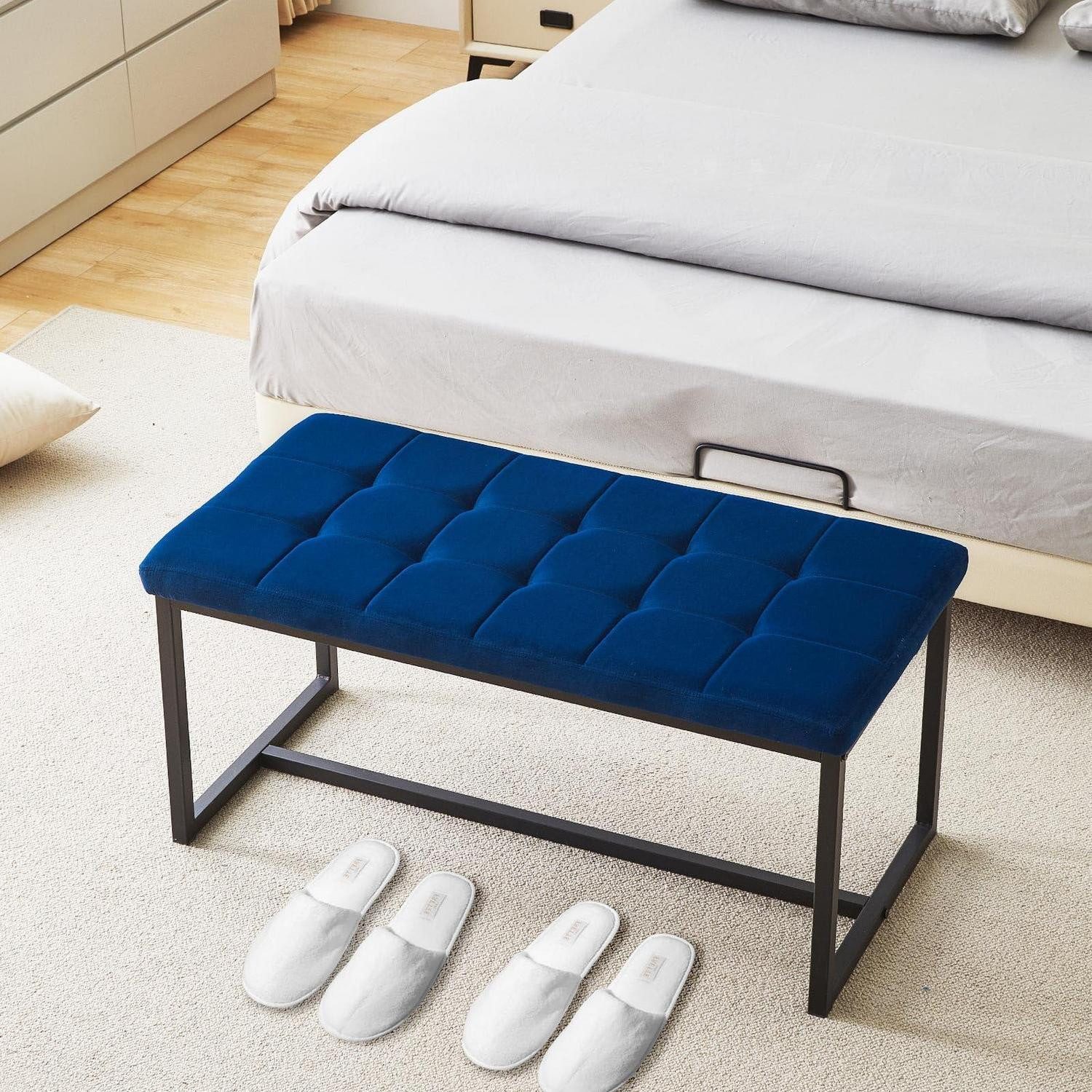LuxusKollektion Essbank Gepolsterte Sitzbank Blau (1-St)