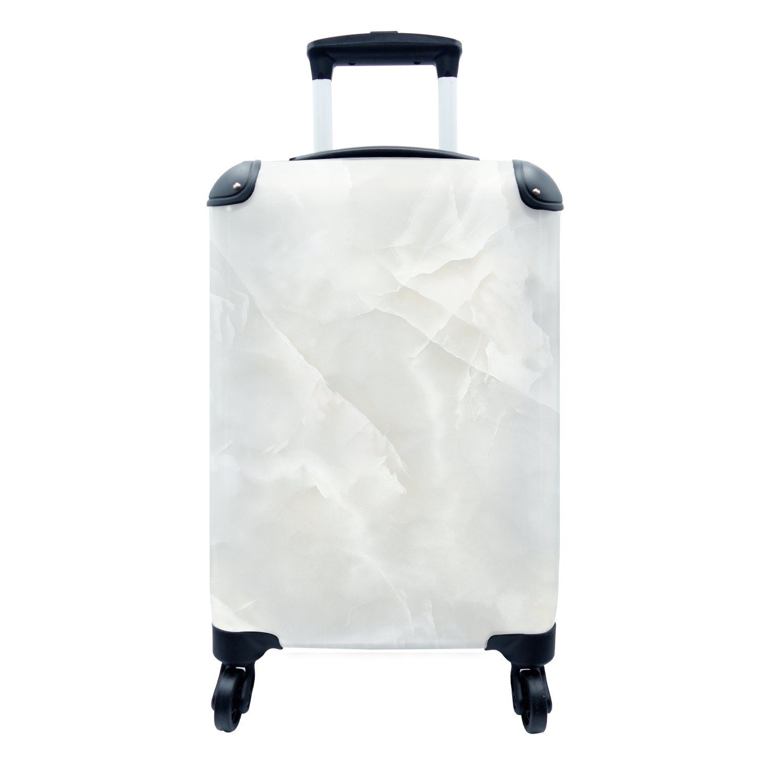 MuchoWow Handgepäckkoffer Marmor - Füllung - Weiß, 4 Rollen, Reisetasche mit rollen, Handgepäck für Ferien, Trolley, Reisekoffer