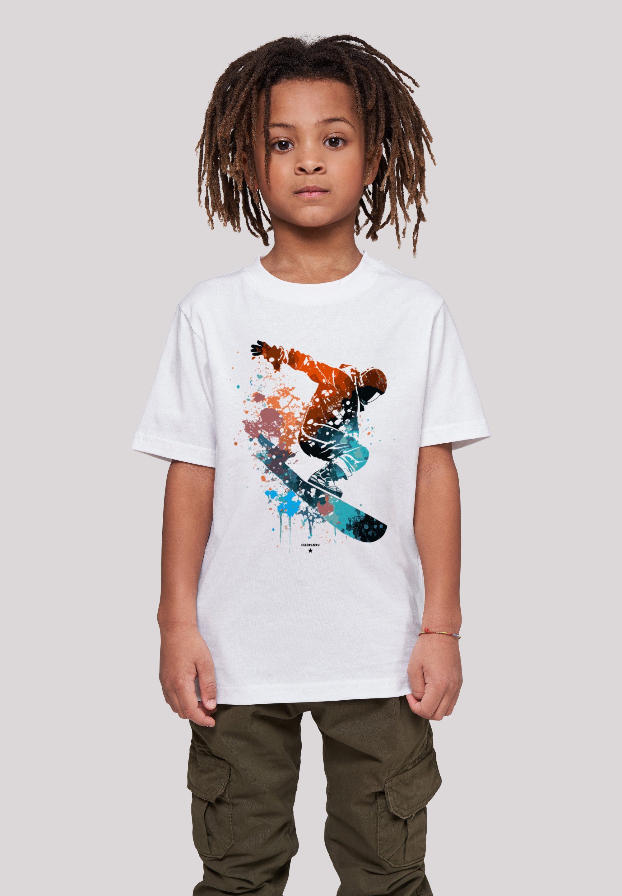 weiß T-Shirt Print Snowboarder F4NT4STIC