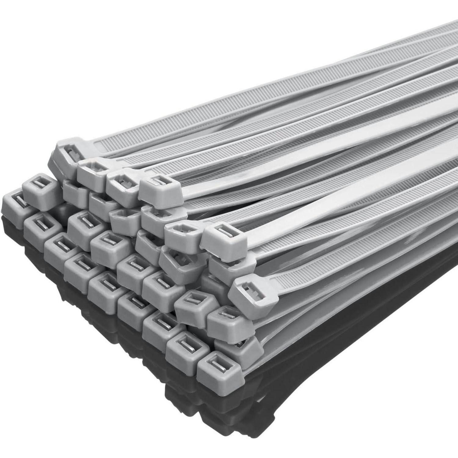 LuxusKollektion Kabelbinder Kabelbinder 100 Stück Nylon 50kg Zugfestigkeit 300mm x 7.6mm Grau