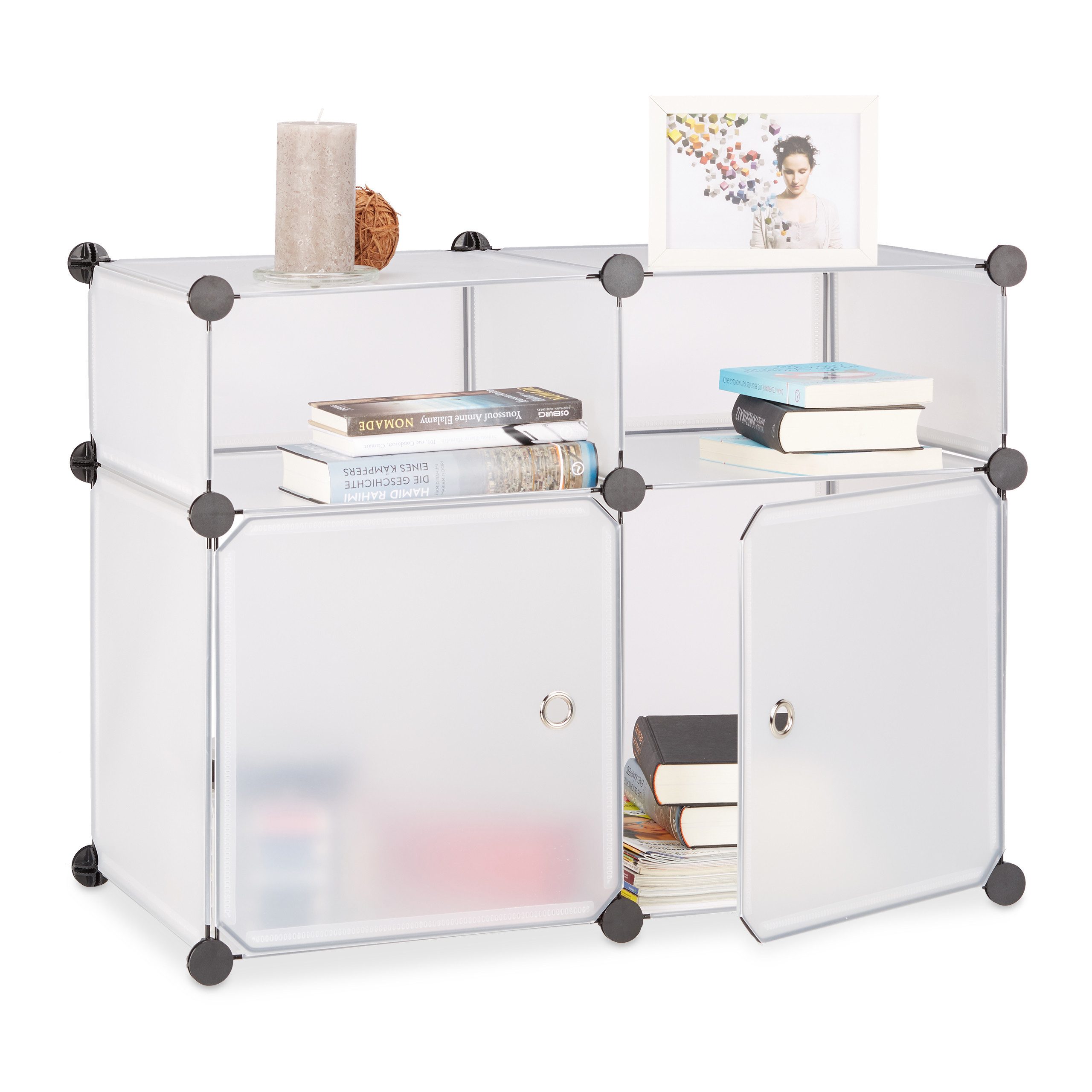 relaxdays Steckregal Regalsystem 4 Fächer, Transparent günstig online kaufen