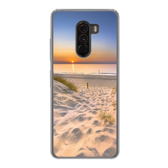 MuchoWow Handyhülle Düne - Sonnenuntergang - Horizont - Strand - Gras Phone Case Handyhülle Xiaomi Pocophone F1 Silikon Schutzhülle