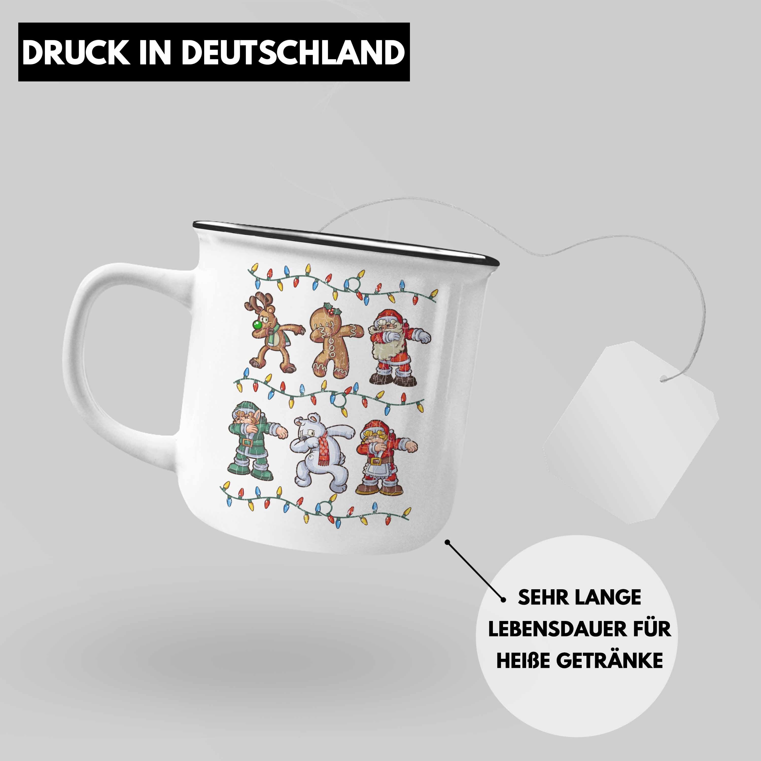 Trendation Thermotasse Trendation Mädchen Weihnachten für Kinder Lustig WeihnachtsEmaille Geschenk Weihnachtsmann - Silber Becher Cute Emaille Weihnachtsmann Eisbär Tasse Jungs Jungen Tasse Lebuchenmann Rentier