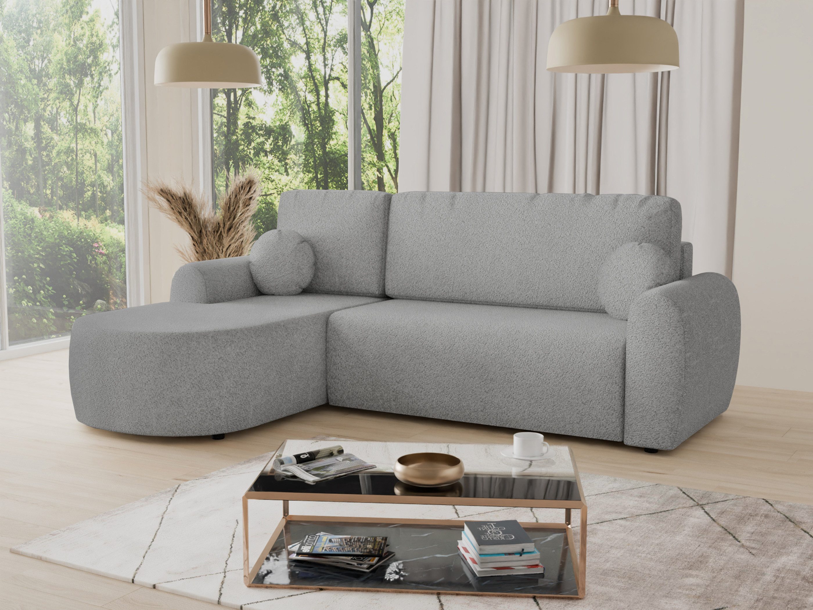 Sofnet Ecksofa Jazz, mit Schlaffunktion und Bettkasten, L-Form Couch, Boucl günstig online kaufen