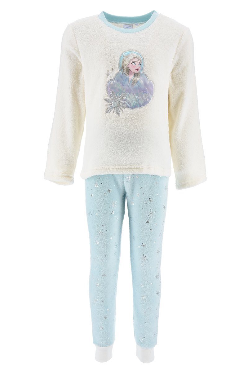 Disney Schlafanzug Die Elsa Mädchen Schlaf-Hose Shirt Frozen Schlafanzug Pyjama (2 Eiskönigin tlg) + Kinder Weiß Kinder Langarm