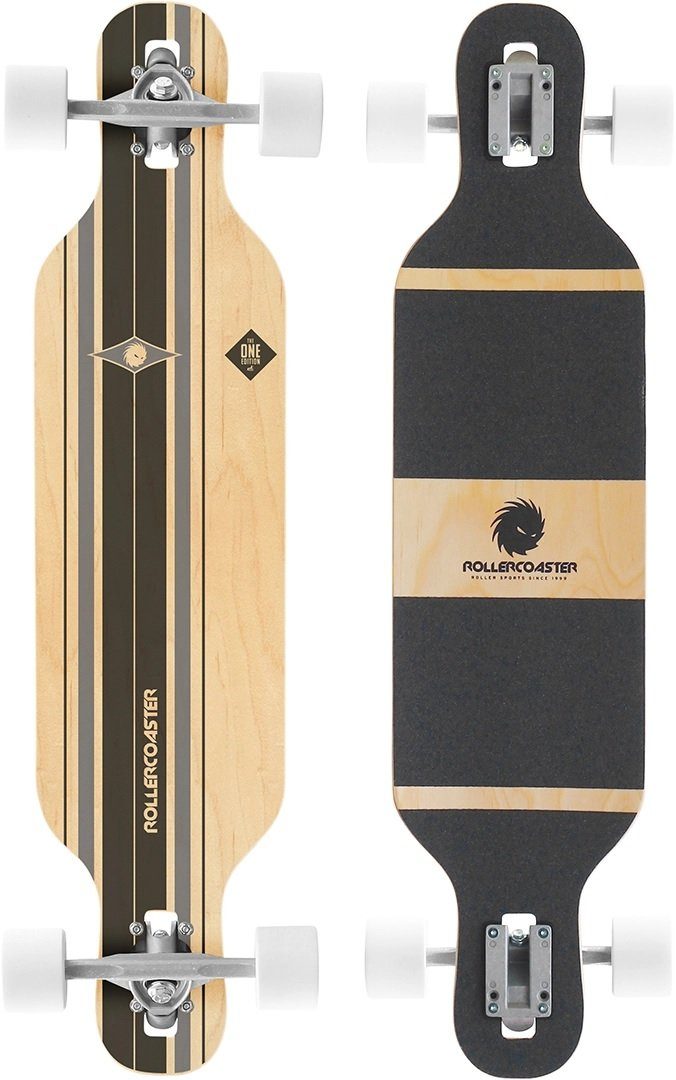 Rollercoaster Longboard PALMS + STRIPES + FEATHERS THE ONE EDITION Drop Through Longboard STRIPES black | Longboards