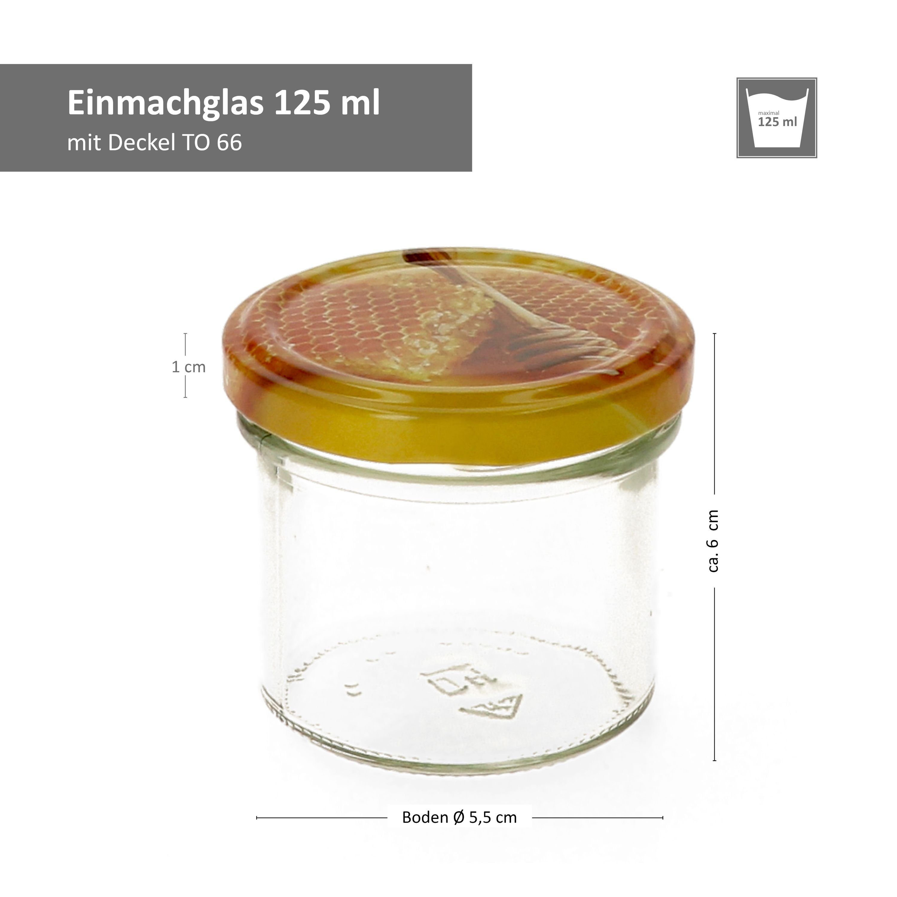 ml Rezeptheft, Set Deckel MamboCat Honigwabe 66 Sturzglas To Einmachglas Glas 125 50er Carino mit