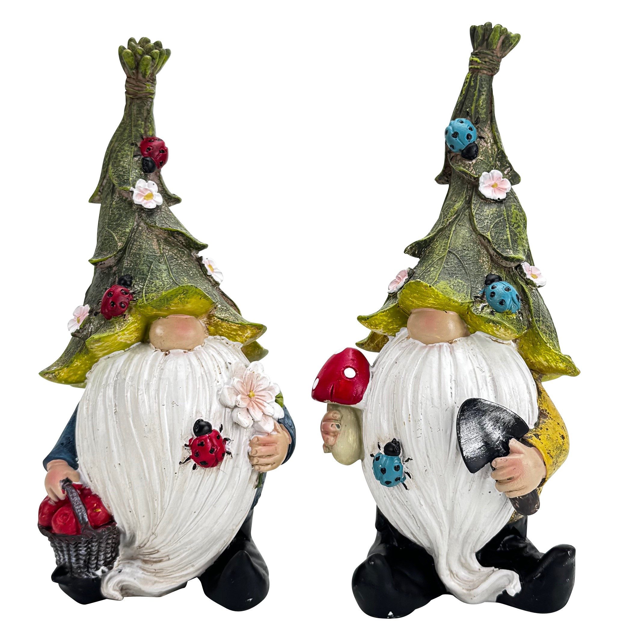 Online-Fuchs Gartenfigur für draußen - 2er Set lustige Gartenzwerge, Wichtel - 21 cm groß, (aus Kunstharz (Polyresin), wetterfest), Deko Figuren für Frühling und Sommer