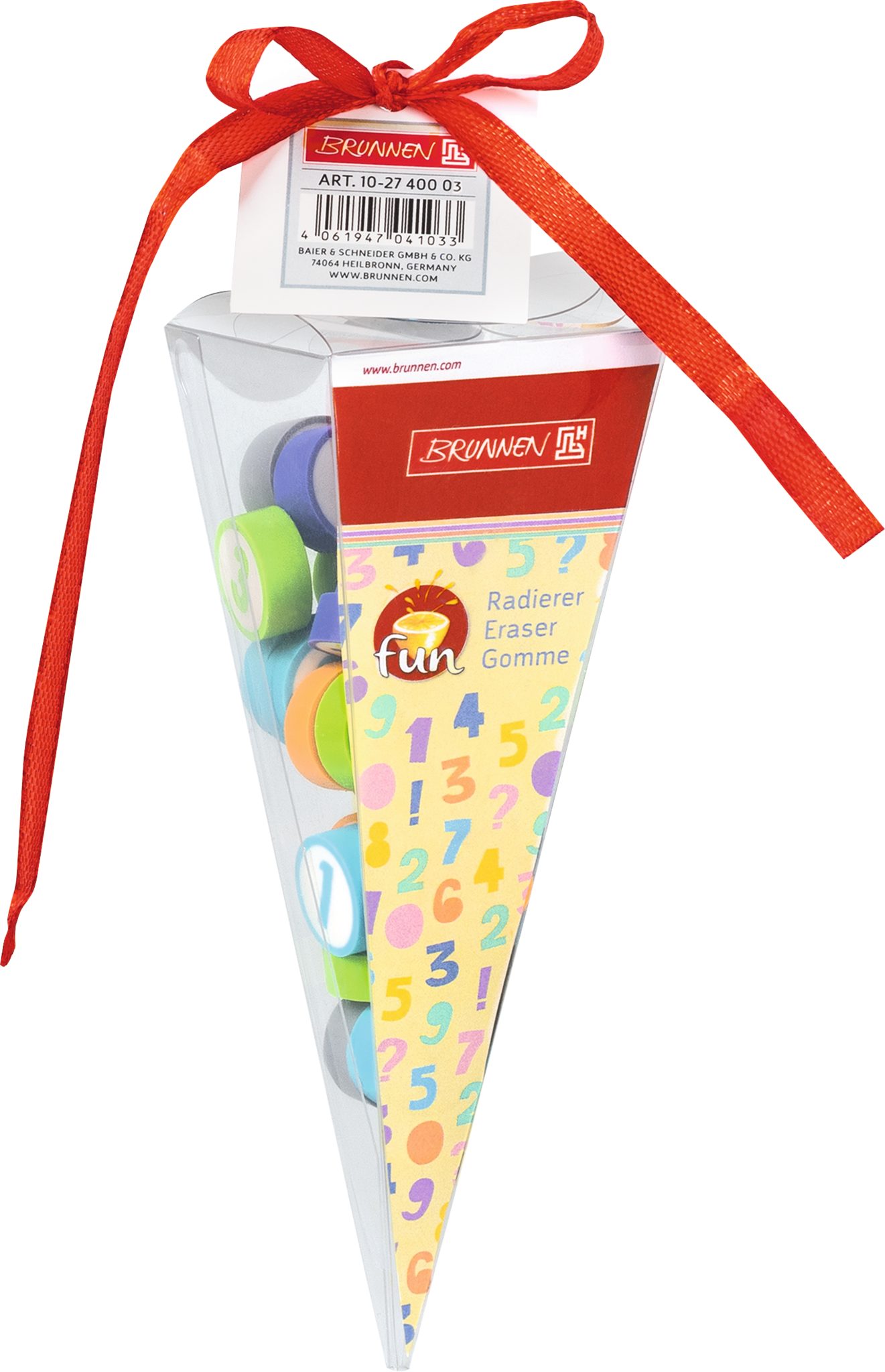 BRUNNEN Radiergummi Radiergummi-Set 26-teilig „Schultüte Zahlen“, mehrfarbig