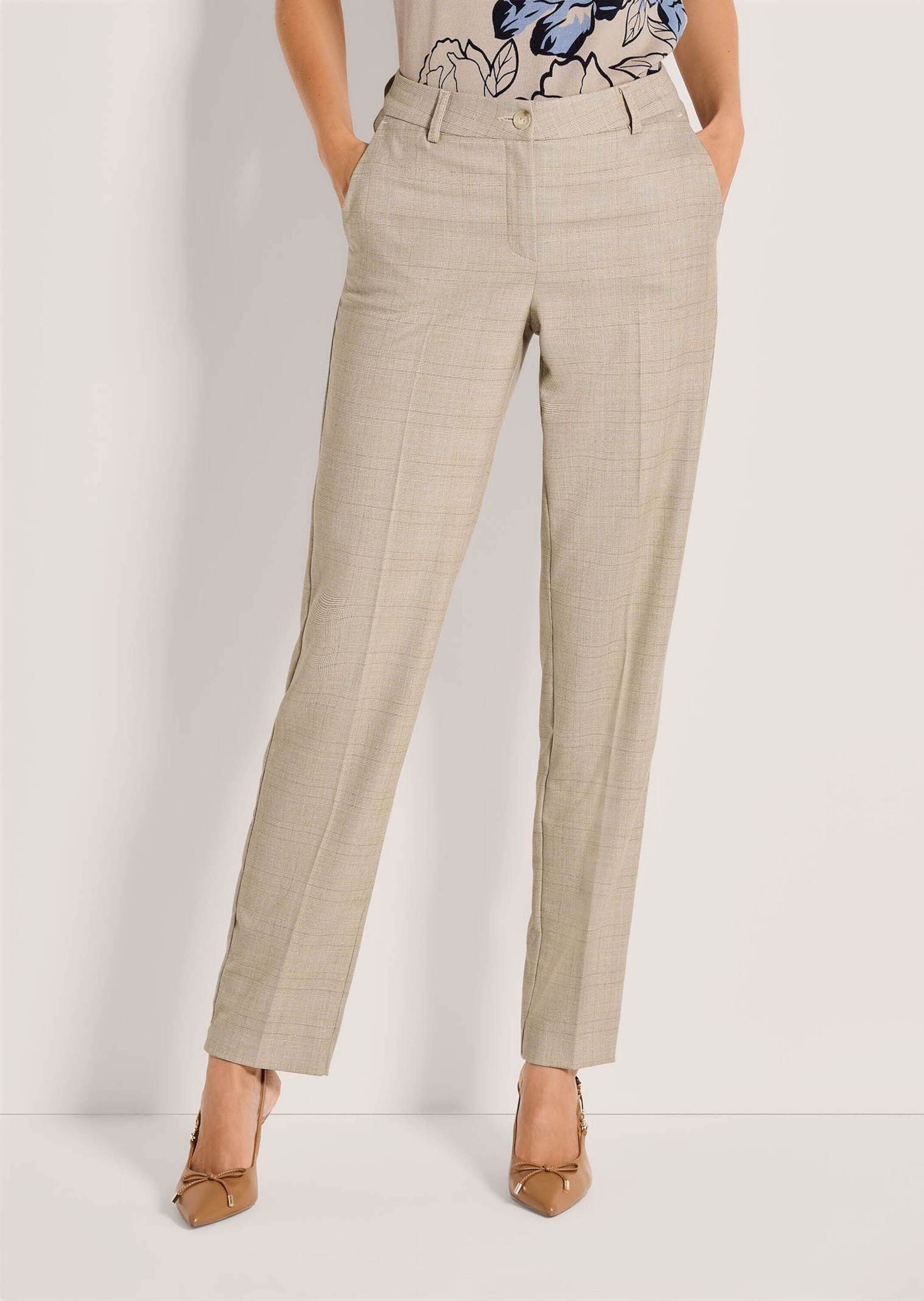 MADELEINE Stoffhose Glencheck-Hose mit Bügelfalten Stoffhose mit Formbund, Gürtelschlaufen, Taschen und Knöchellänge