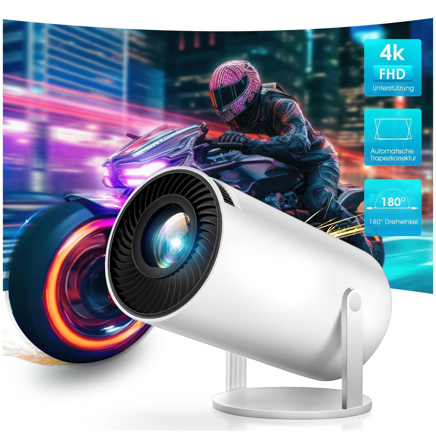 4K Beamer WiFi6 und Bluetooth 5.0 Portabler Projektor Mini-Beamer