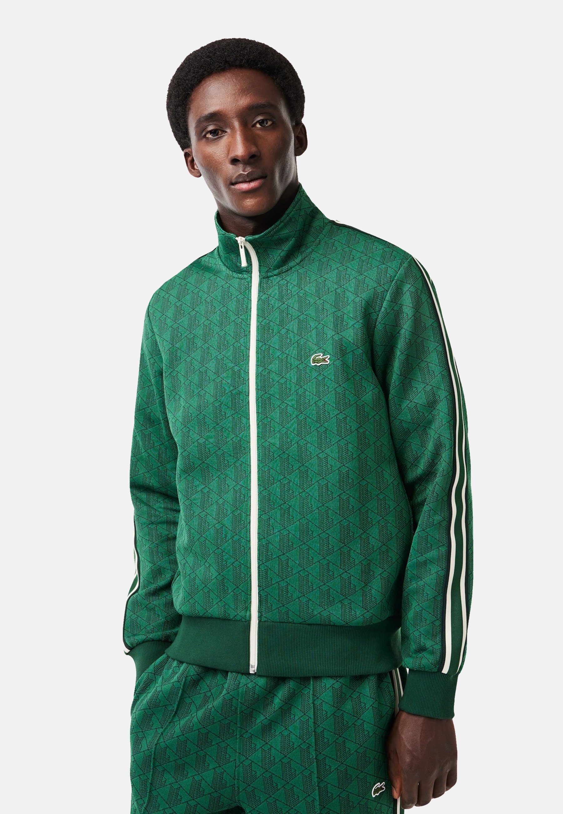 (1-tlg) mit Reißverschluss Lacoste Sweatshirt Sweatjacke Sweatjacke (43) grün und