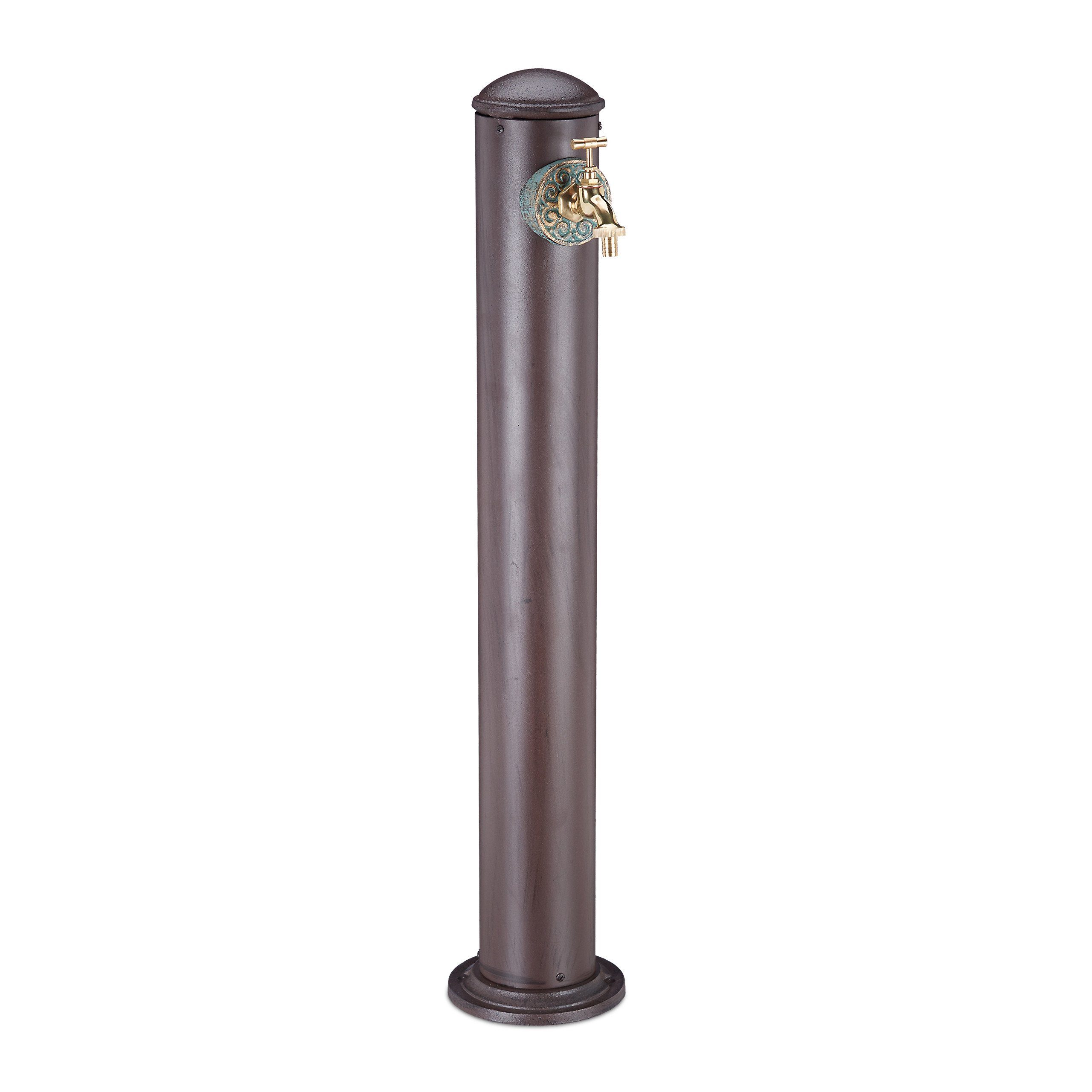 relaxdays Gartenbrunnen Runde Wasserzapfsäule, Braun günstig online kaufen