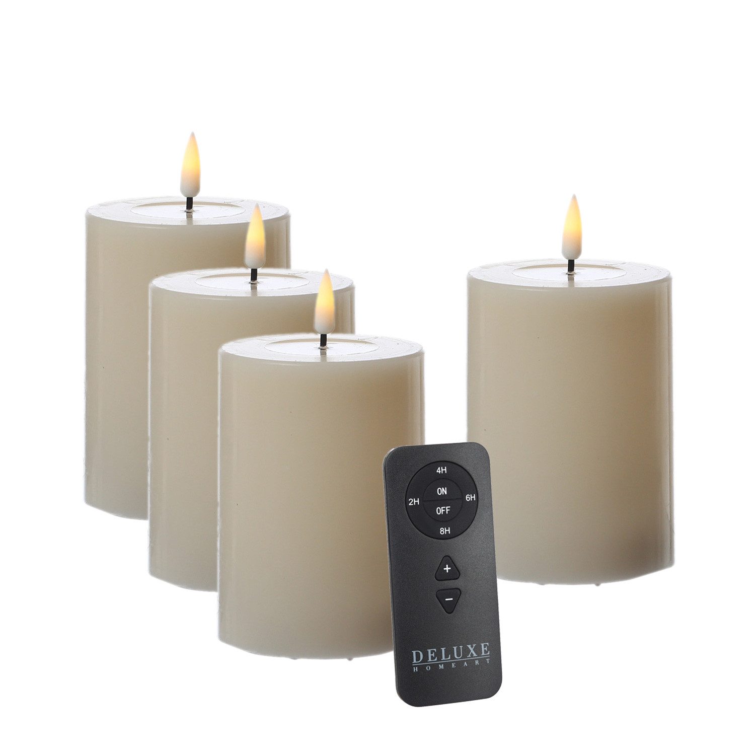 Deluxe Homeart LED-Kerze LED Kerzenset MIA Echtwachs Deluxe H: 10cm mit Batterien/Fernb. 4St. (4-tlg)