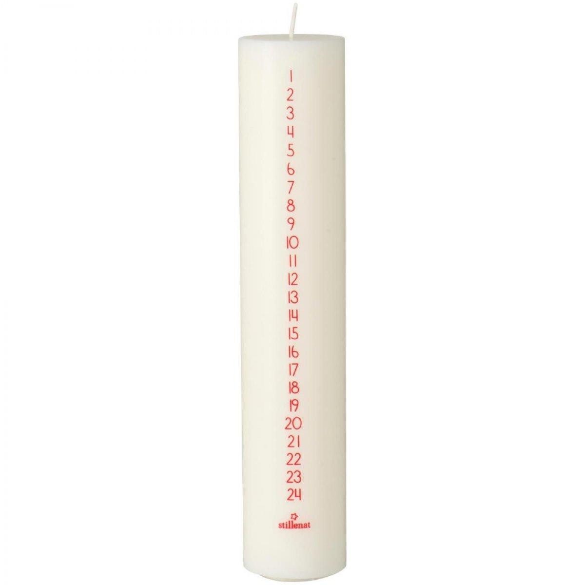 Ib Laursen Windlicht Ib Laursen Weihnachtskerze 1-24 Creme mit Zahlen Rot (25x5cm)