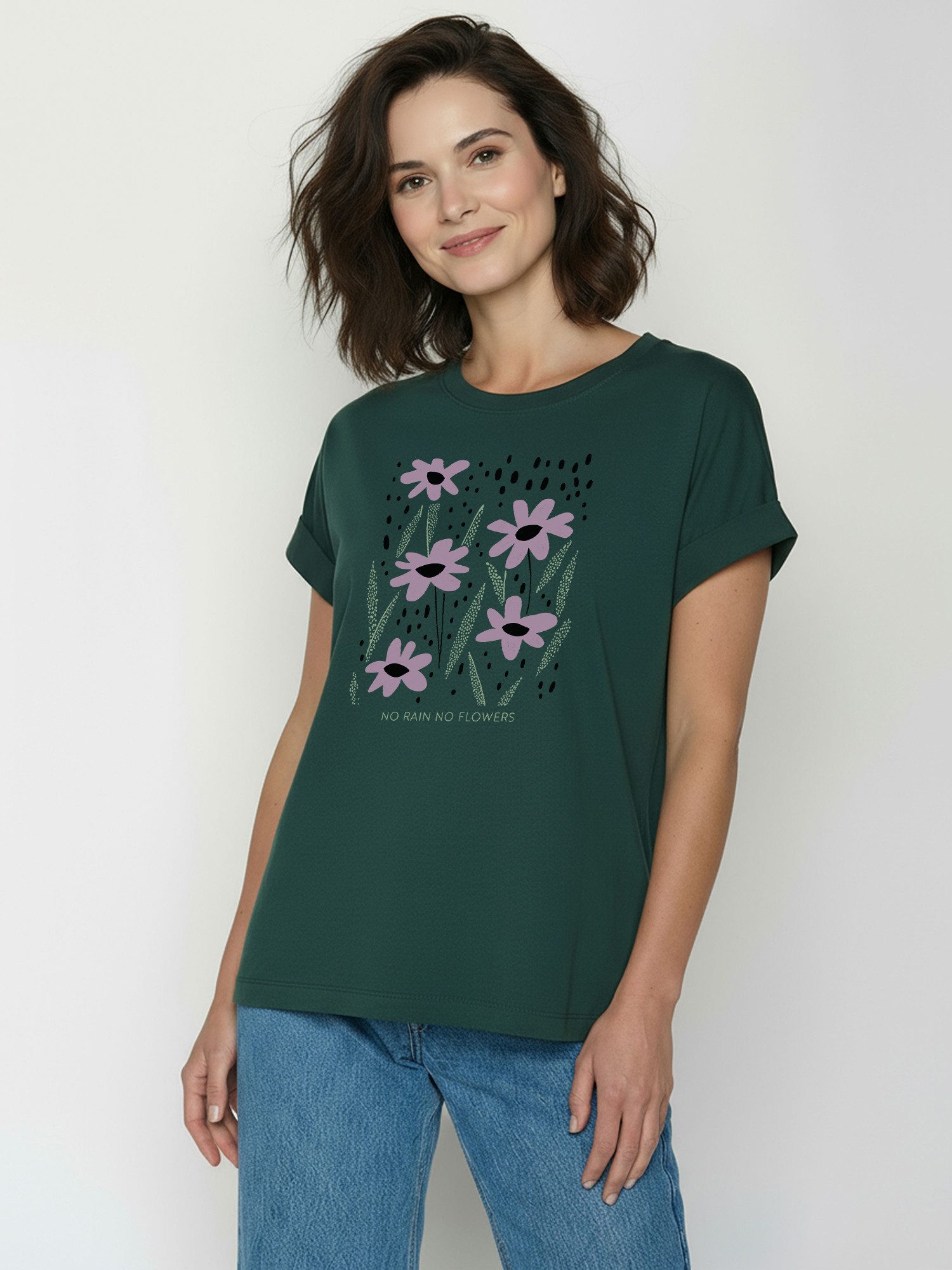 GreenBomb T-Shirt Loony No Rain (1-tlg., 1) Rundhalsausschnitt, Bio-Baumwolle, GOTS Zertifiziert