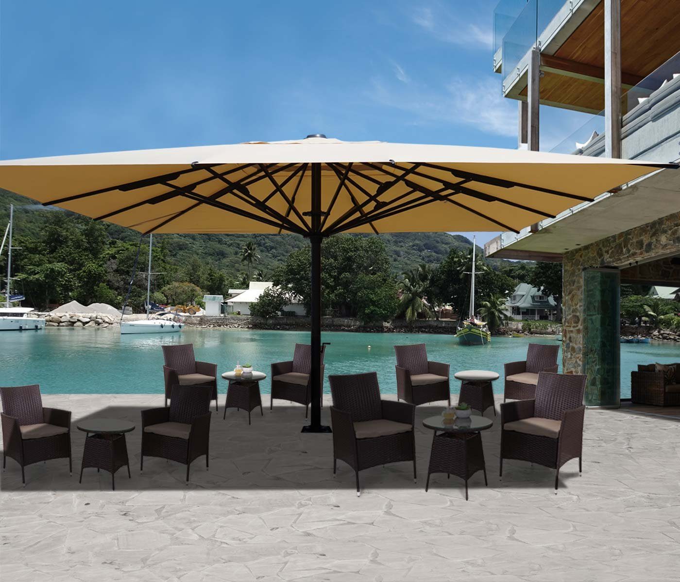 Marktschirm Gastronomie Sonnenschirm XXL-Schirm Marktschirm 5x5m Poly/Alu creme