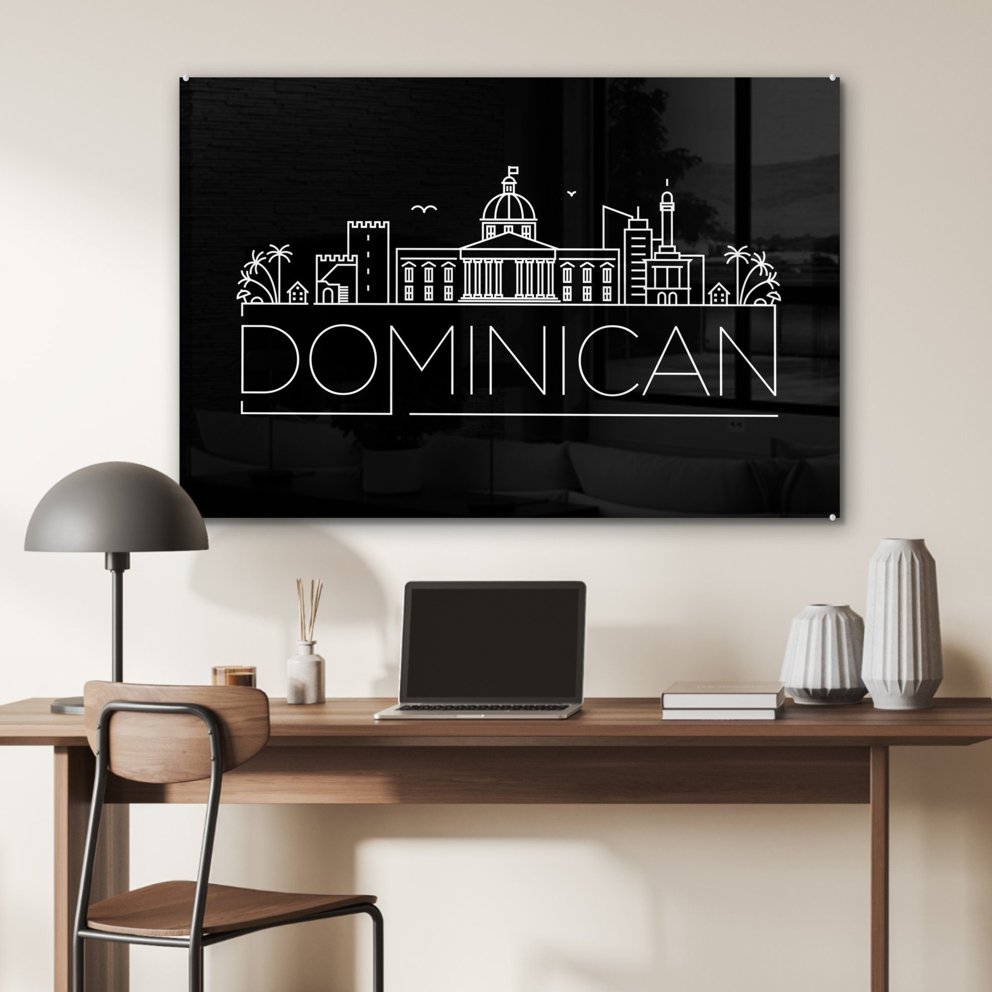 MuchoWow (1 Skyline St), Hintergrund, Wohnzimmer auf & Acrylglasbilder schwarzem "Dominikanische Schlafzimmer Acrylglasbild Republik"