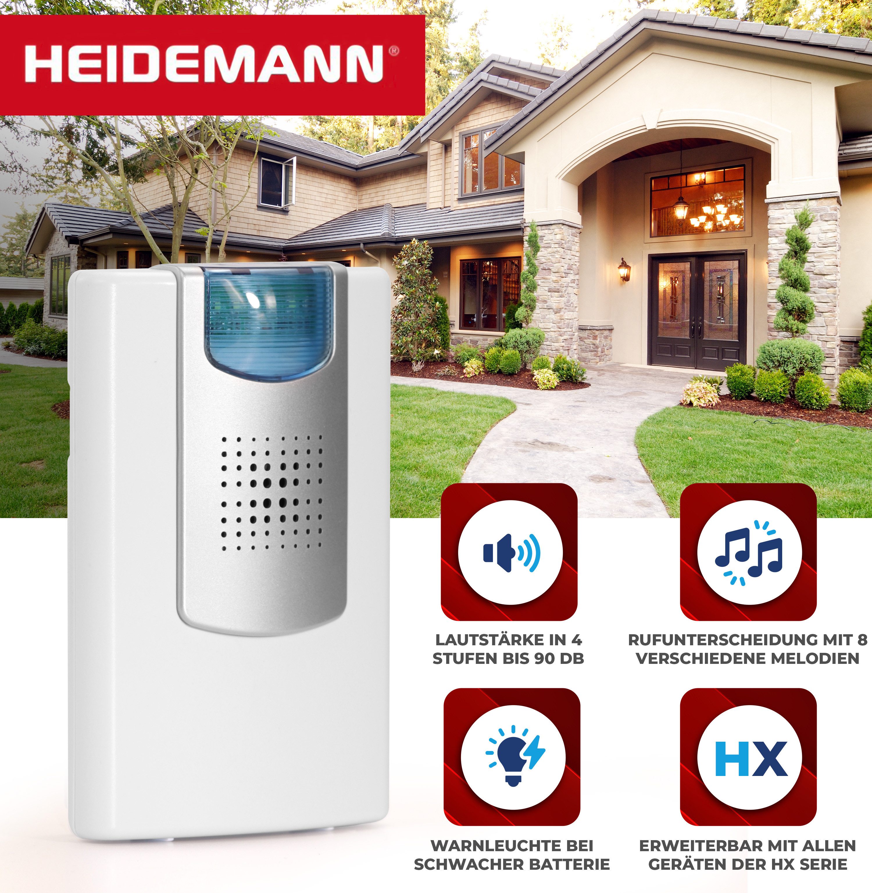 Thumbnail - Heidemann Funk-Türgong Heidemann Funkgong-Set HX Flashlight weiß