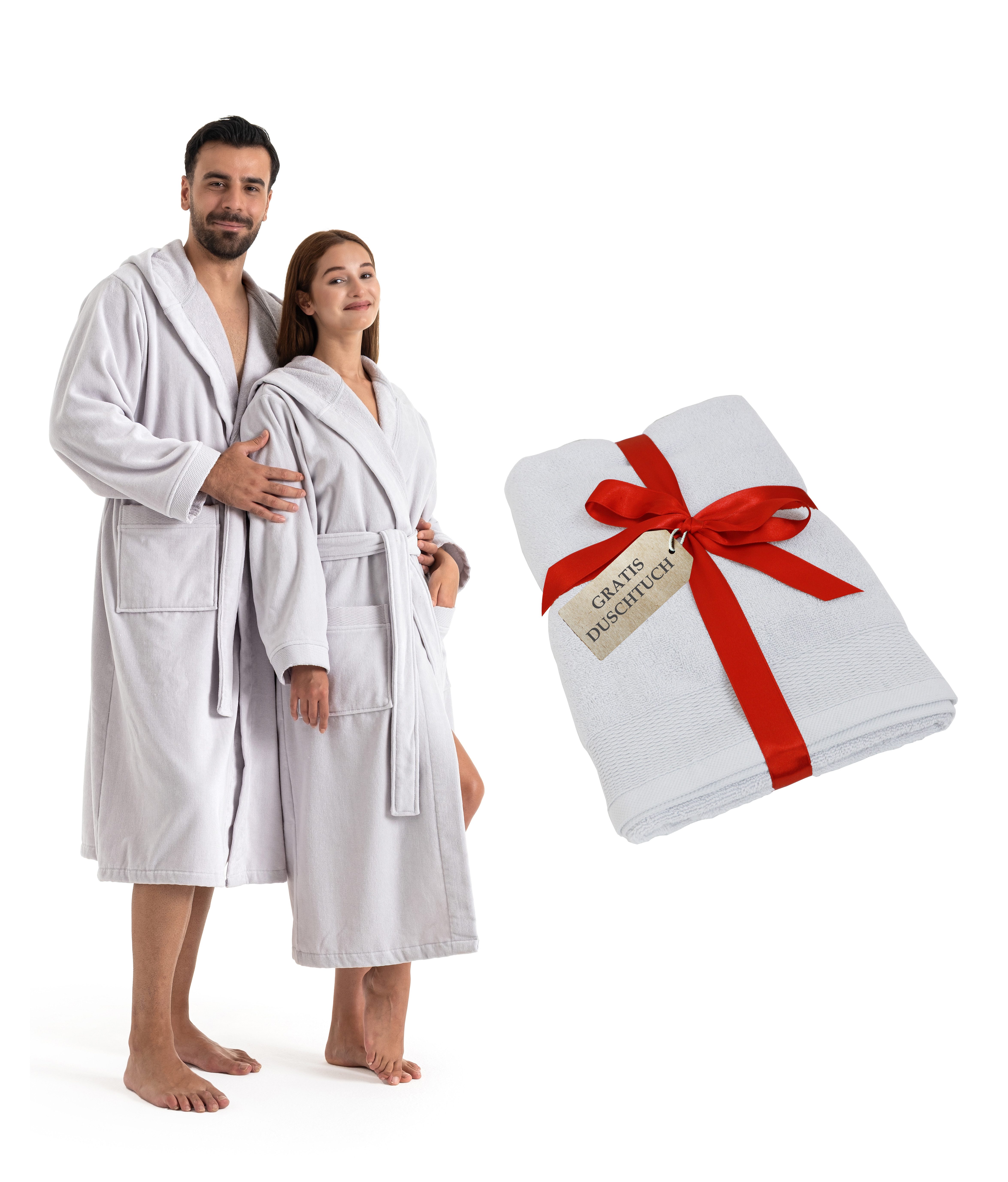 OTTO home Unisex-Bademantel Fenya, 330 g/m², Premium, Hotelbademantel, Morgenmantel, Sauna & Spa, Langform, Veloursfrottier, Kapuze, Gürtel, Reißverschlusstaschen, weich mit GRATIS-Zugabe: 1x Duschtuch 70x140 cm