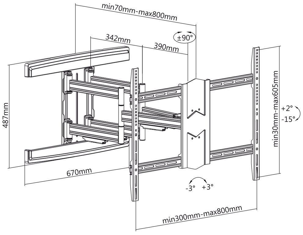 my wall TV-Wandhalterung HP45L, (bis 100 Zoll, Vollbeweglicher Wandhalter für LCD TV)