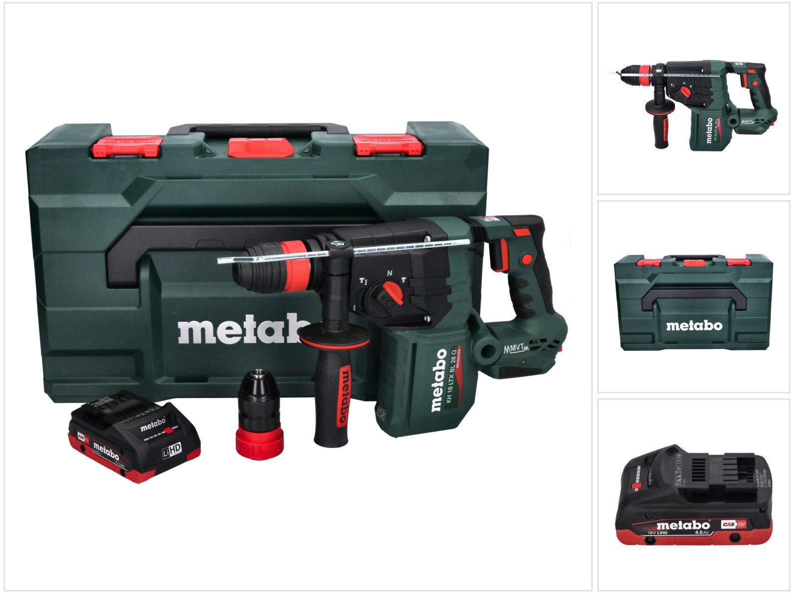 metabo Akku-Bohrhammer KH 18 LTX BL 28 Q Akku Bohrhammer 18 V 3 J SDS plus Brushless + 1x