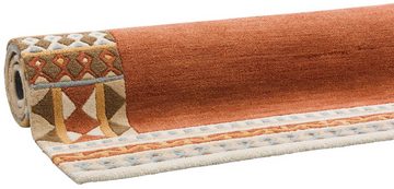 Wollteppich Nuno, reine Wolle, handgearbeitet, mit Bordüre, THEKO, rechteckig, Höhe: 14 mm, handgetuftet, Wohnzimmer, Schlafzimmer, Esszimmer, auch als Läufer
