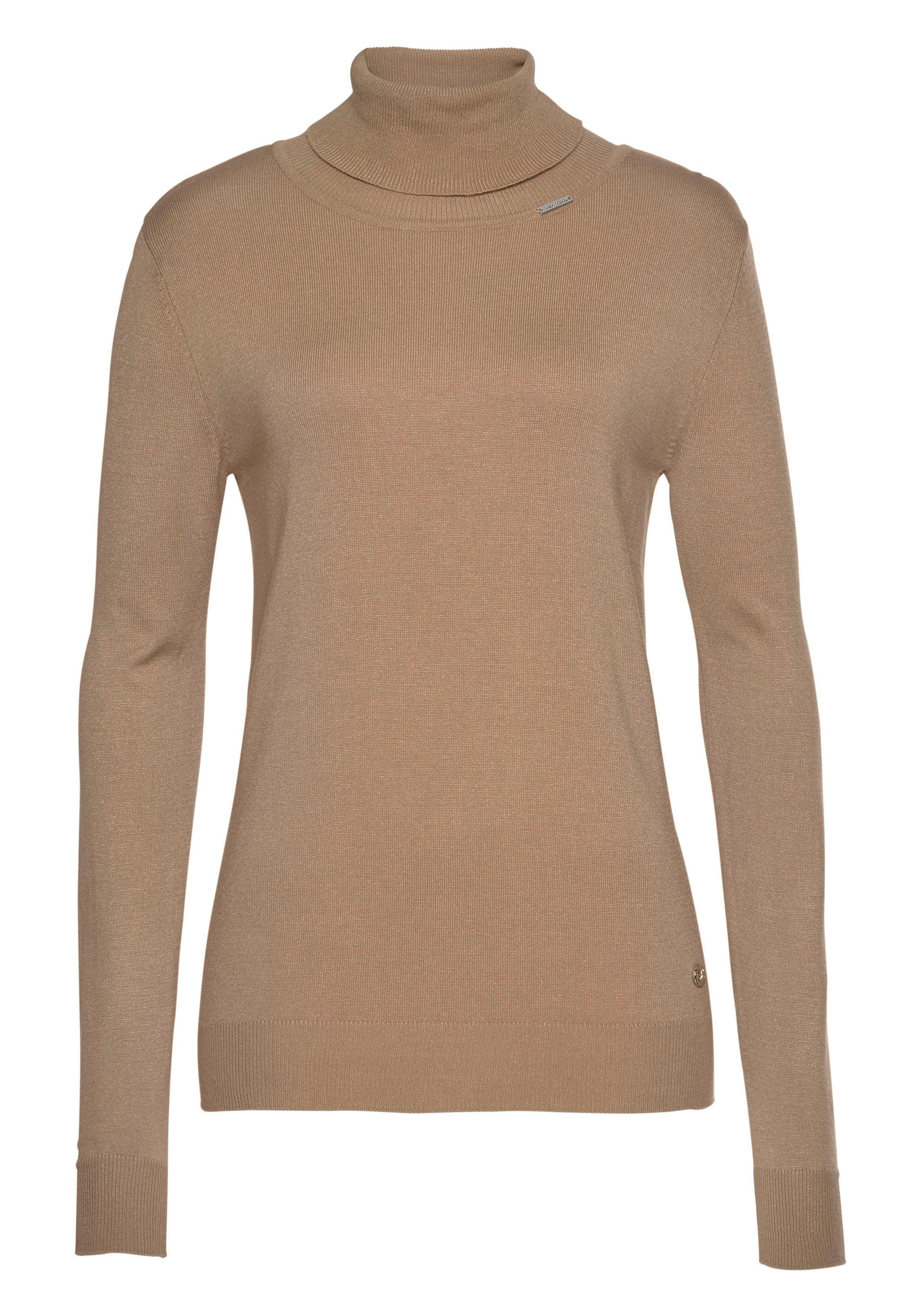 Bruno camelfarben Rollkragenpullover Metalllogo-NEUE nachhaltig Banani mit FARBEN