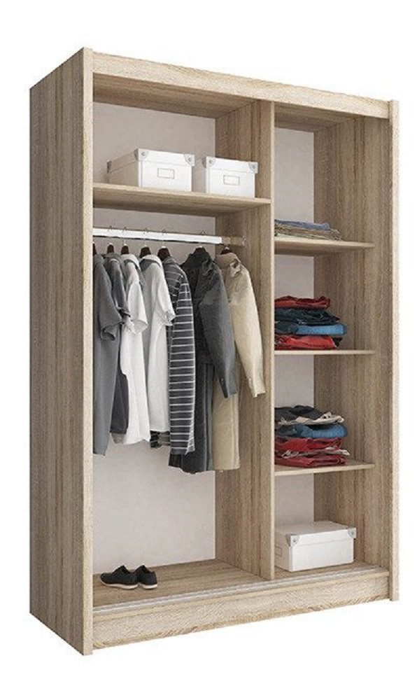 Xlmoebel Kleiderschrank Multifunktionaler Schrank mit modernen Regalfächern in Holzoptik (Kleiderschrank WIKI 130cm) Hergestellt in Europa