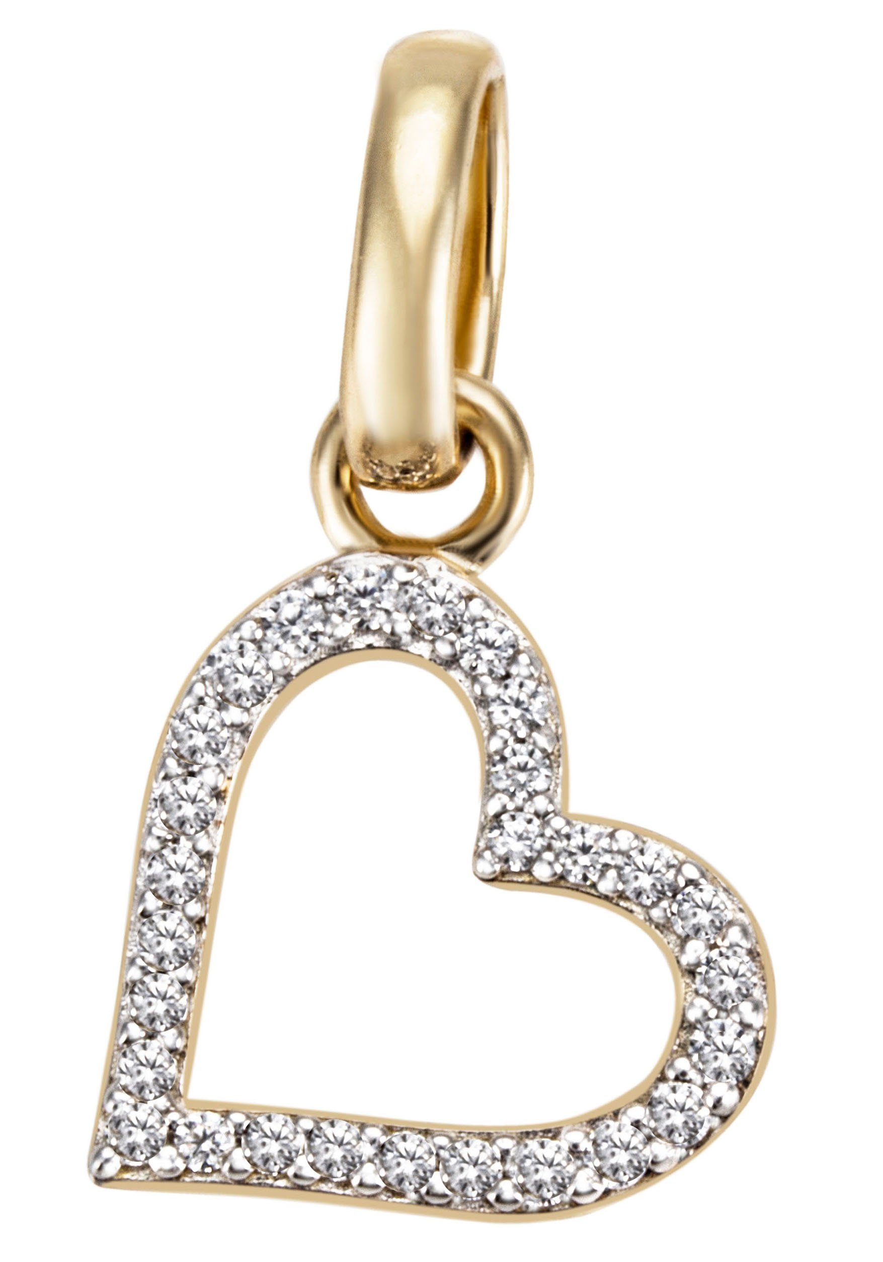 Firetti Kettenanhänger Schmuck Geschenk Silber 925 Halsschmuck Anhänger Herz "LIEBE", mit Zirkonia (synth)