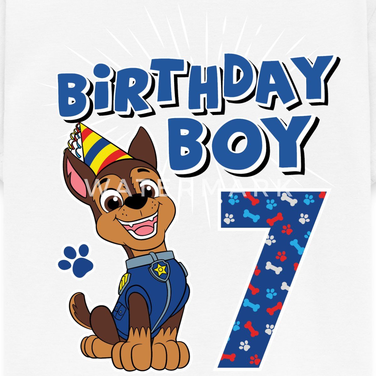 Spreadshirt T-Shirt Paw Patrol Geschenk 7 Jahre Alt 7. Geburtstag Chase Kinder T-Shirt (1-tlg)