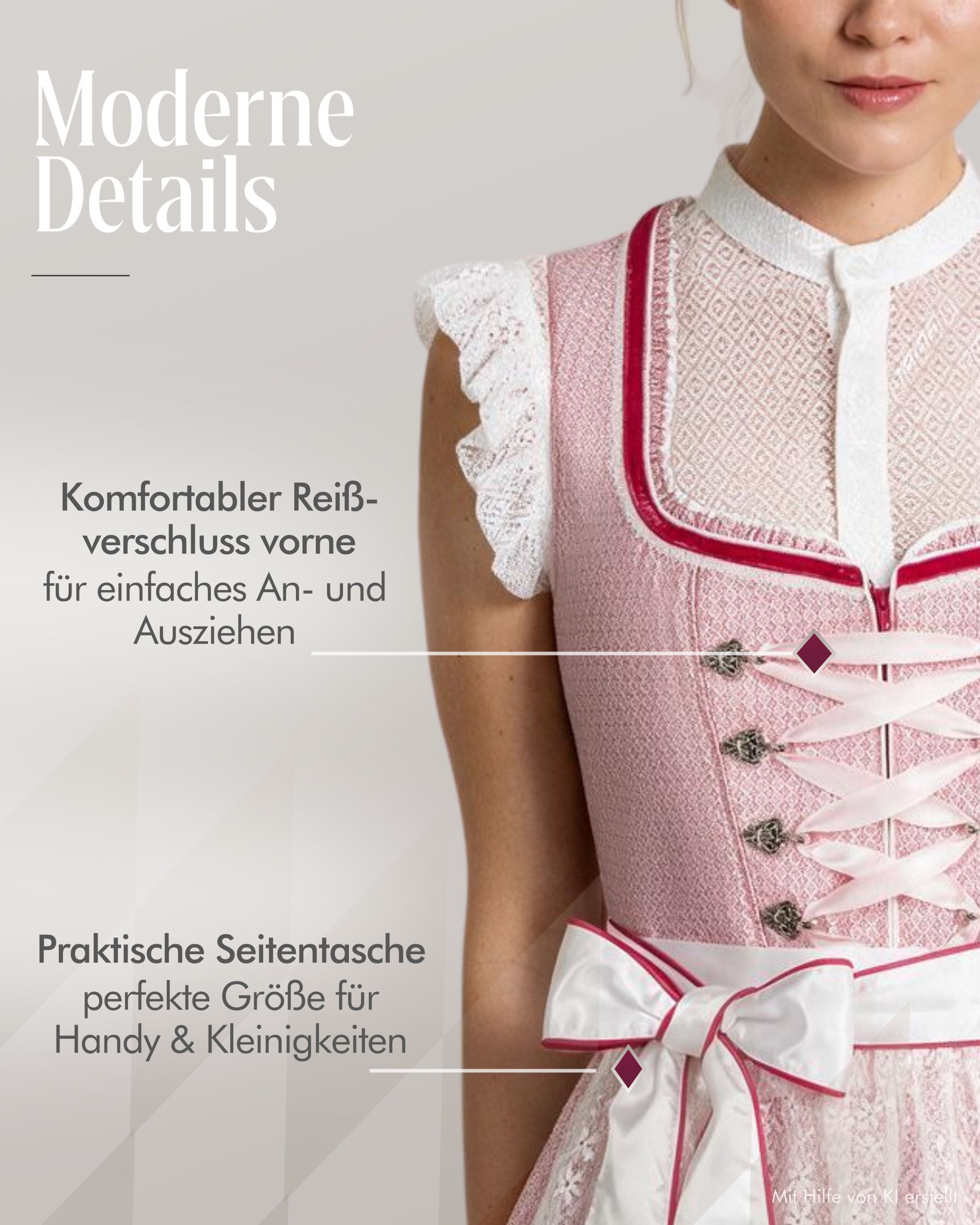 Nübler Dirndl Mini Dirndl Lina in Rosa von Nübler - Rocklänge 55 cm – Bild 5 von 5