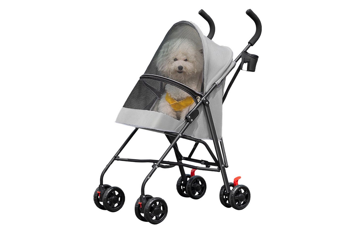 JEOBEST Hundebuggy Pets, Faltbarer Hundewagen, Katzenbuggy für kleine Hunde Katzen, Moskitonetz, Becherhalter