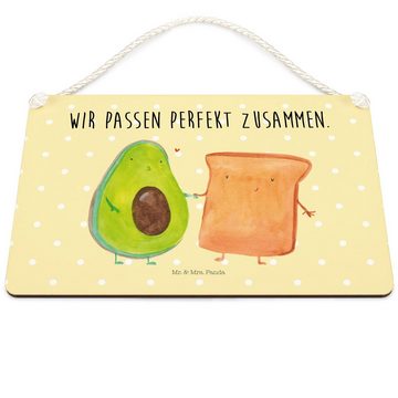 Mr. & Mrs. Panda Hinweisschild Avocado + Toast - Gelb Pastell - Geschenk, Türschild, Freundin, Holzs, (1 St)