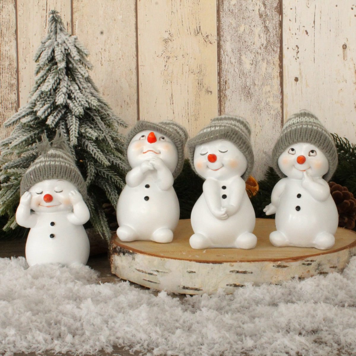 matches21 HOME & HOBBY Dekofigur Schneemann Set Kunststoff je 6x6x11 cm (4 St)