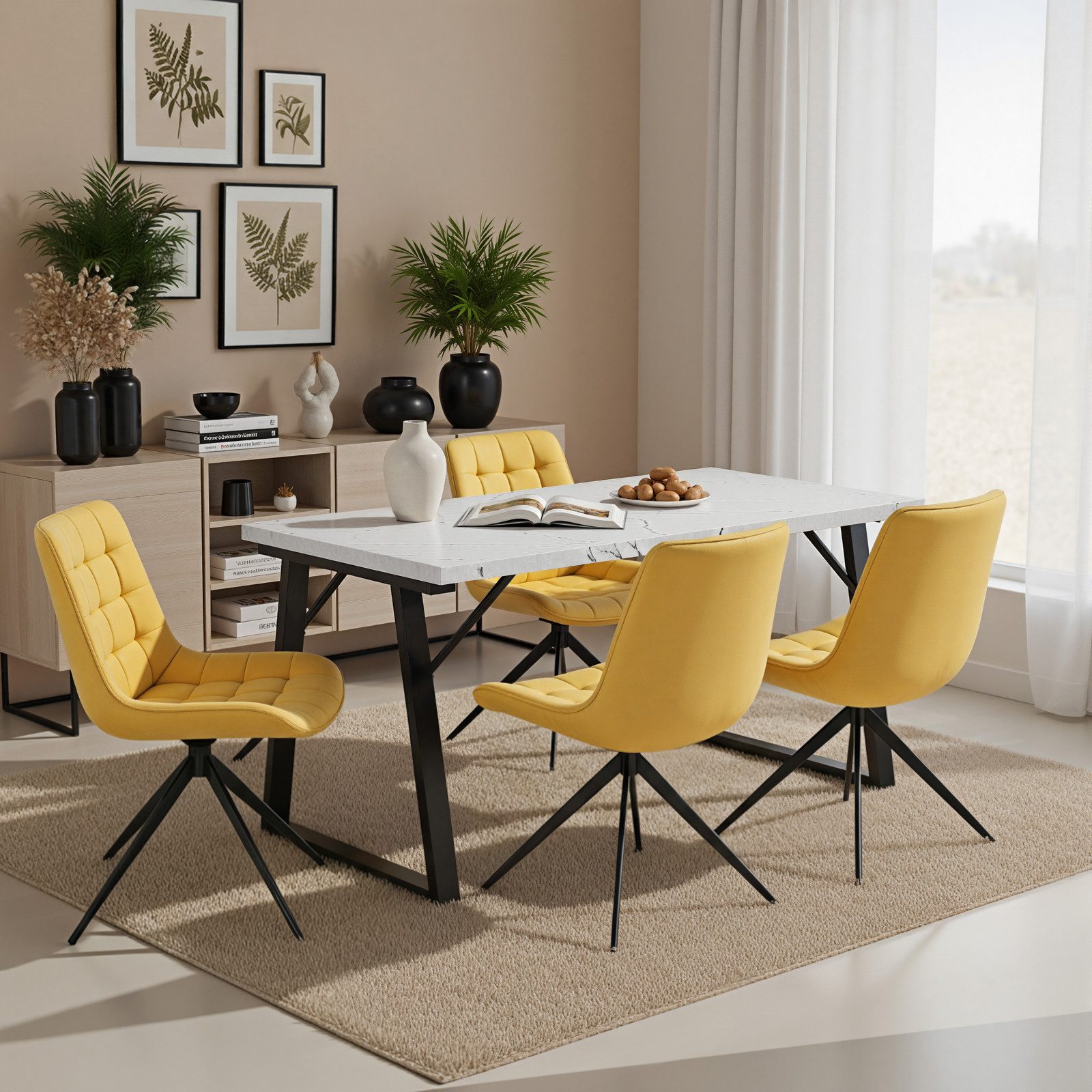 HOMAVO Esszimmerstuhl Stuhlset mit Drehfunktion in Lederoptik oder Stoff (2 St), EN 12520 geprüft, ergon. Rückenlehne, 360° Drehung