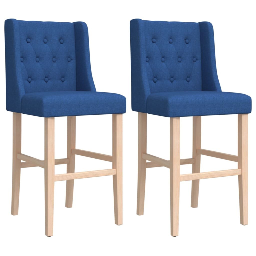 Barhocker Barstühle 2 Stk. Massivholz Gummibaum und Stoff
