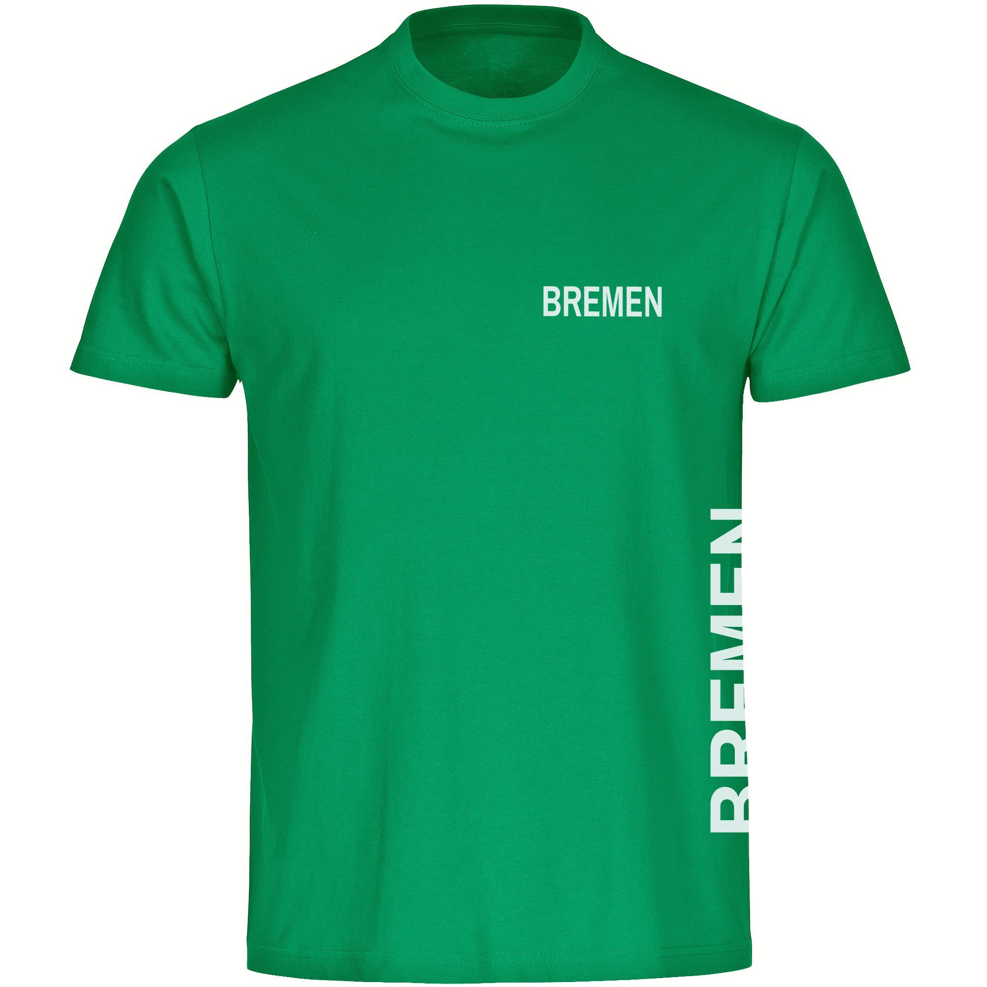 multifanshop T-Shirt Herren Bremen - Brust & Seite - Männer