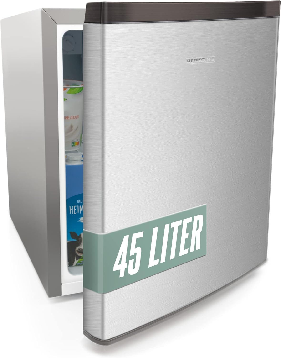 Heinrich´s Getränkekühlschrank 45 Liter HKB 4188 SI, 50 cm hoch, 44.5 cm breit, Kühlgerät mit Gefrierfach Kühlbox Tischkühlschrank Mini Kühlschrank