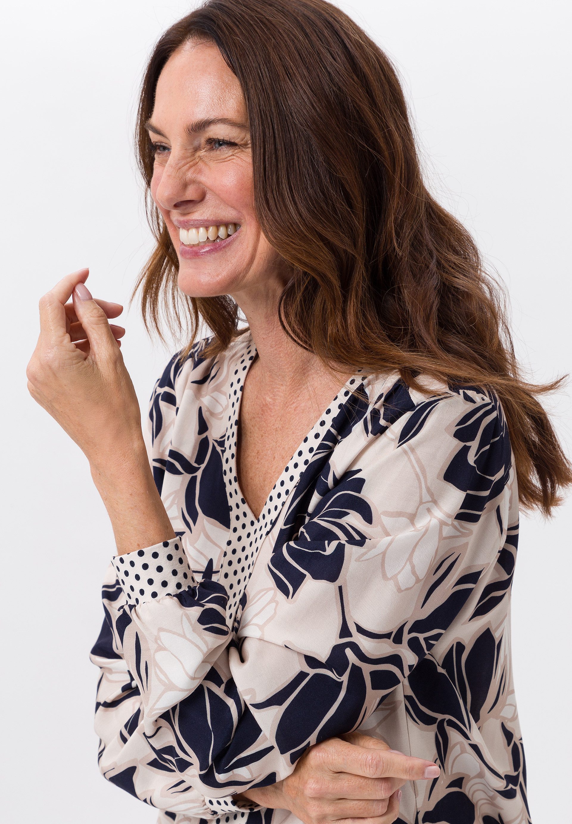 FRANK WALDER Klassische Bluse mit angesagtem Mustermix