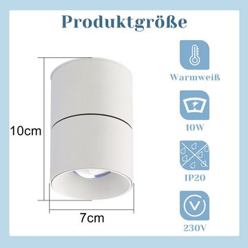 Nettlife LED Deckenstrahler Innen 1 Flammig Deckenspots Weiß Deckenleuchte Modern Rund Sunset, Schwenkbar 350°, LED fest integriert, Warmweiß, Wohnzimmer Schlafzimmer Flur Treppenhaus Kinderzimmer Küche