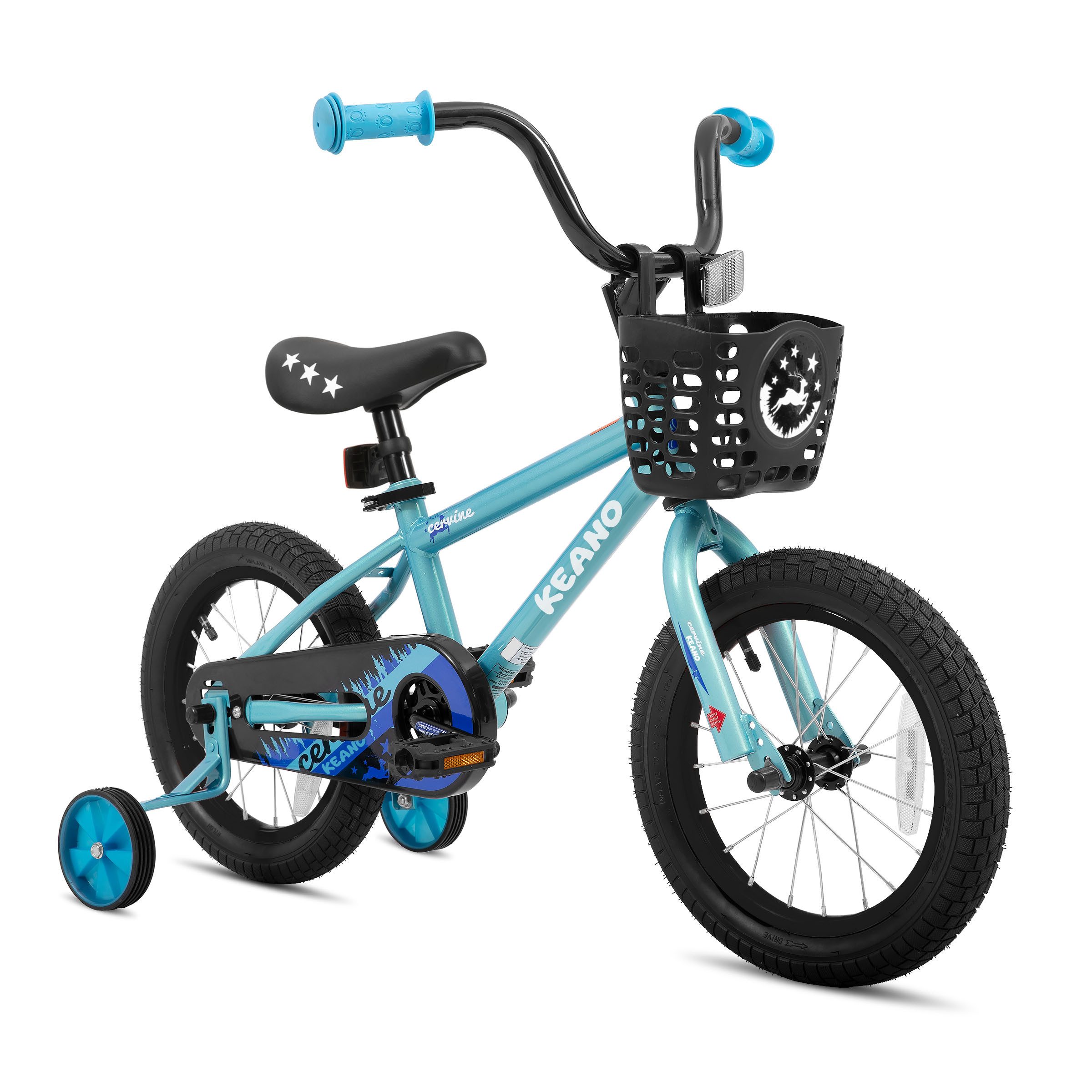 JOYSTAR Kinderfahrrad 14/16 Zoll fahrrad für 3-7 Jahre Jungen,Mädchen,Geschenke für Kinder, Mit Stützrädern, Korb, geschlossenem Kettenschutz und bunten Graffitis