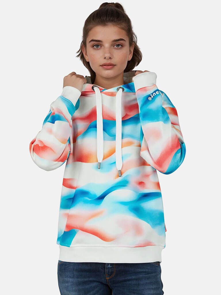 salzhaut Kapuzenpullover Damen Hoodie Töhn mit All-Over-Print Wellen - Moderner Kapuzenpulli